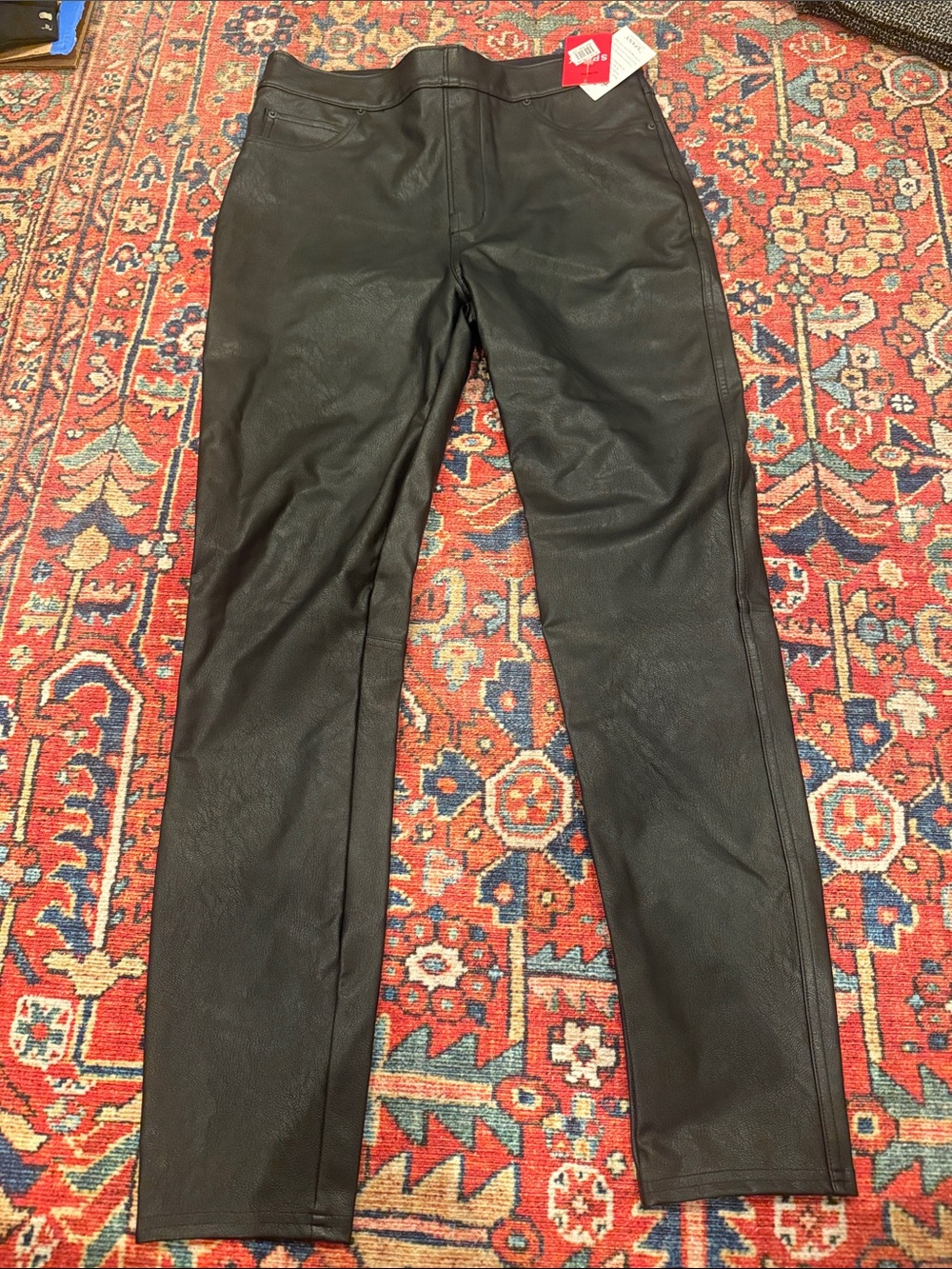 SPANX Black Faux-Leather Skinny Pants